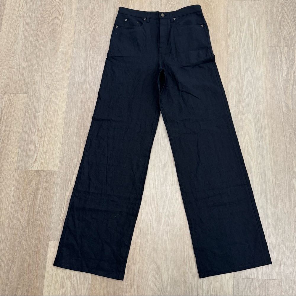 Yves Saint Laurent Black linen Pants with Gold Button